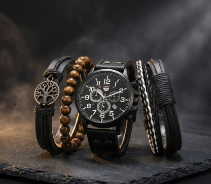 Watch & Bracelet (Black)