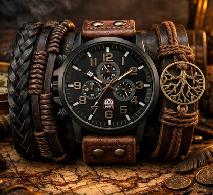Watch & Bracelet (Dark Brown)